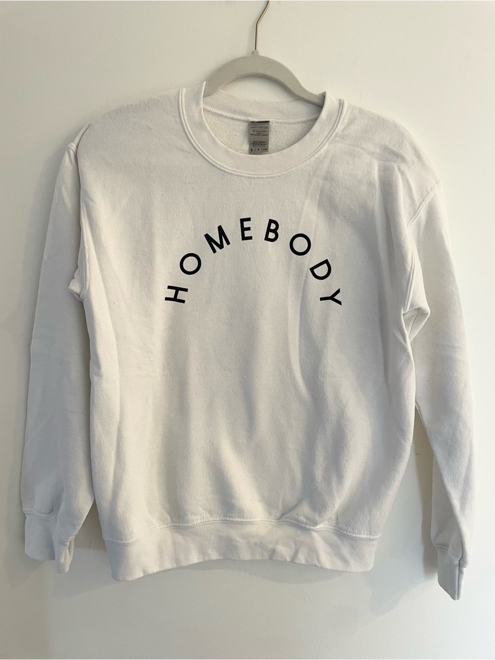 “HOMEBODY” White Sweatshirt, Size S